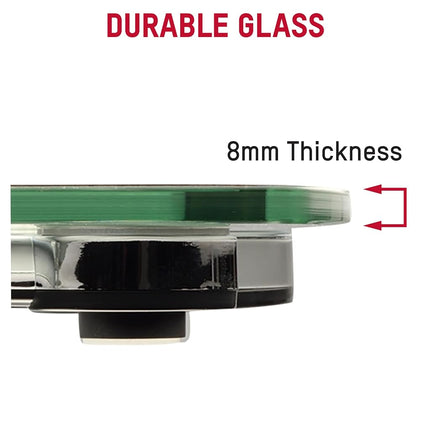 Báscula digital de baño Taylor, báscula de peso corporal de alta precisión, encendido y apagado instantáneo, 180 kg, vidrio transparente resistente con base de acabado cromado