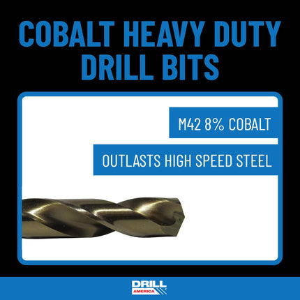 Drill America - D/A29J-CO-PC 29-Piece M42 Cobalt Drill Bit Set in Round Case (1/16" - 1/2" x 64ths), D/ACO Series