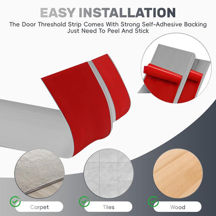 Vinyl-Door-Threshold-Ramps Floor-Transition-Strips 36 inch, Threshold 1/2'' ~ 3/5'', Thresholds Ramps for Doorways, Edge-Reducer Threshold-Transition-Strip for Home/Door/Floor (Grey)