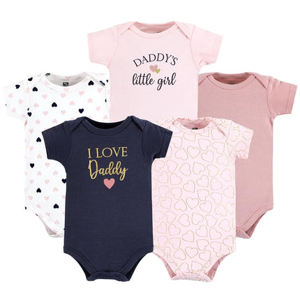 Hudson Baby Bodysuits de algodón para bebé, niña papá rosa marino, 9-12 meses