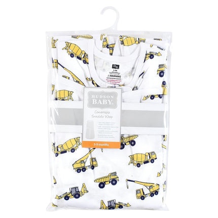 Saco de dormir convertible Hudson Baby unisex para bebés, con estampado de construcción, 0-3 meses