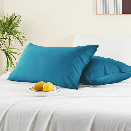 BEDELITE Cooling Pillow Cases Queen 2Pcs, Rayon Made from Bamboo, Teal