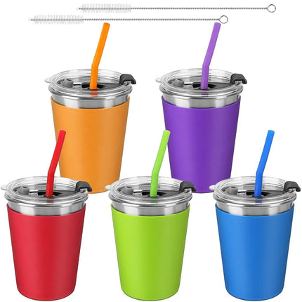 5Pack Kids Cups with Straws and Lids Spill Proof, 