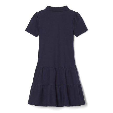 French Toast Girls' Ruffle Pique Polo Dress, Navy, 3T