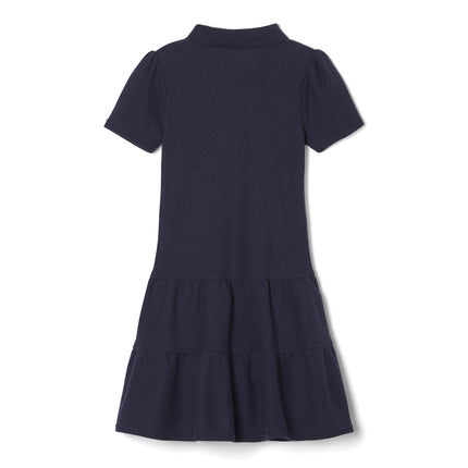 French Toast Vestido polo de piqué con volantes para niña, azul marino, 4