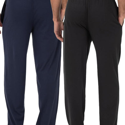 Fruit of the Loom Men's Jersey Knit Sleep Pant Pajama Bottom, Black/Navy (2-Pack), Large (Pack of 2)