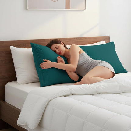 Elegant Comfort Luxury Ultra-Soft 1-Piece Pillowcase Set - 1500 Premium Hotel Quality Microfiber Double Brushed - Wrinkle Resistant, Body Pillowcase Size, Marine Teal