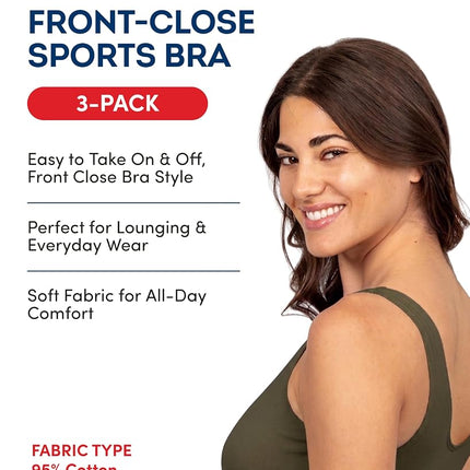 Fruit of the Loom Women's Front Close Builtup Sports Bra, Desert Dusk/Olive Night/Black, 38