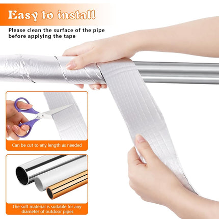 Pipe Insulation Wrap 2" Wide X 32.8 Ft Outdoor Foam And Foil Pipe Wrap Insulation Tape Self Adhesive for Winter Freeze Protection Insulation Wrap for Cold Hot Water Pipes for Reduce Heat Loss (2 roll)