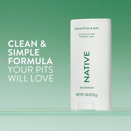 Native Deodorant | Natural Deodorant for Men, Aluminum Free with Baking Soda, Coconut Oil and Shea Butter | Eucalyptus & Mint