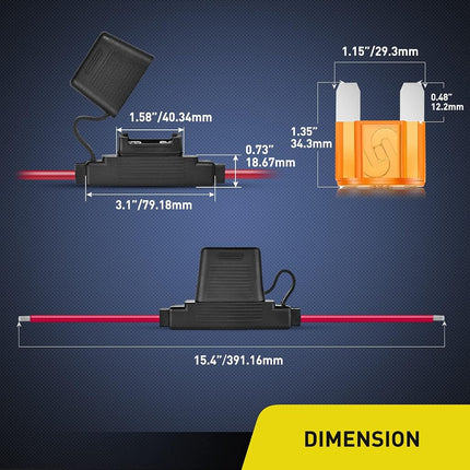 Nilight 2PCS Inline Maxi Fuse Holder 10 Gauge AWG Tin Plated Copper 12V Inline Fuse Holder 30A 40A Maxi APX Fuse IP67 Waterproof Maximum 60A Fuse Link for Car Truck Marine Boat