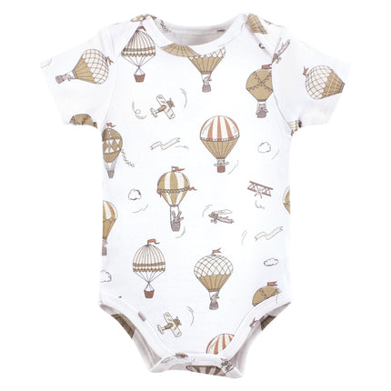 Hudson Baby Unisex Baby Cotton Bodysuits, Hot Air Balloon, 6-9 Months, Hot Air Balloon, 6-9 Months