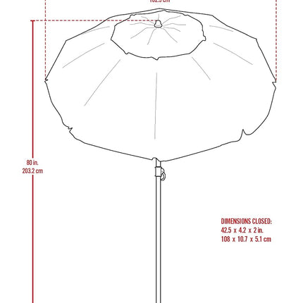 Tommy Bahama 6' UPF 50+ Tilt Beach Umbrella with Wind Vent, Green and Blue Stripe