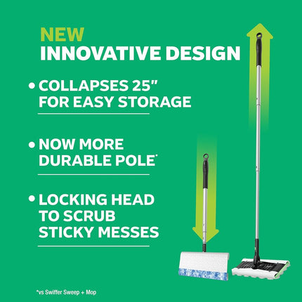 Swiffer Sweep and Mop Deluxe, 2-in-1 Floor Mopping and Sweeping Kit, 1 Device, 5 Sweep Refills, 12 Mop Refills