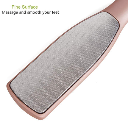 BEZOX Foot File Callus Remover - Double Sided Stainless Steel Foot Rasp for Wet and Dry Feet - Foot Scraper for Dead Skin and Cracked Heel - W/Storage Cloth Bag (Champagne Gold)