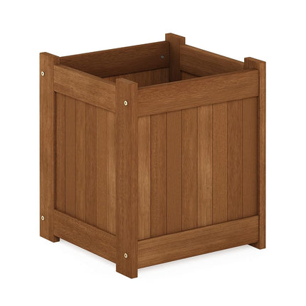 Furinno Tioman Hardwood Outdoor Flower Box, Planter Stand in Teak Oil, Natural