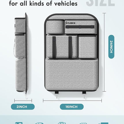 FLORICH Car Backseat Organizer, Large capaity Seat Back Organizer and Storage with 6 Pocket, Kick Mats Back Seat Protector for Kids Universal Fit