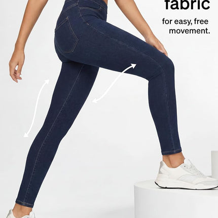 Legging en jean classique No Nonsense pour femme, Jegging pour femme avec de vraies poches arrière, Jean extensible taille haute, Denim foncé, 2X