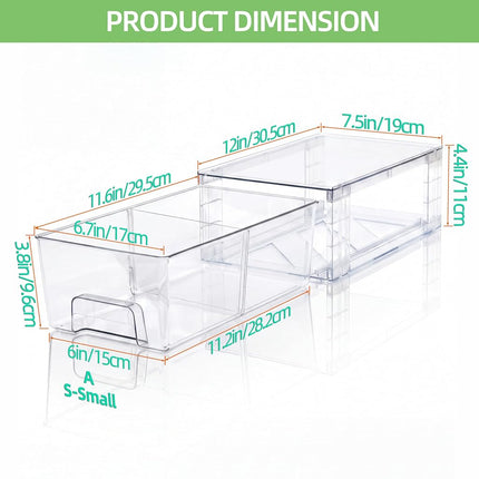 XWYWX Small Stackable Clear Acrylic Storage Drawers(6 Pack) with Handles,Plastic Organizer Bins for Fridge Bathroom Kitchen Cabinet Pantry Coffee bar Undersink Office Closet Storage Bins