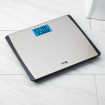 Báscula digital de baño de gran capacidad Eat Smart Precision de 550 libras con plataforma extraancha, de acero inoxidable