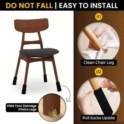 IAMZAY Chair Leg Socks 80 Pcs Black Furniture Leg Covers Floor Protectors