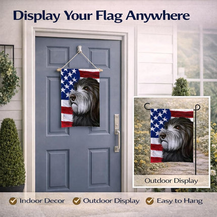 Caroline's Treasures CK6480GF Catalan Sheepdog Dog American Flag Flag Garden Size, Small, Multicolor