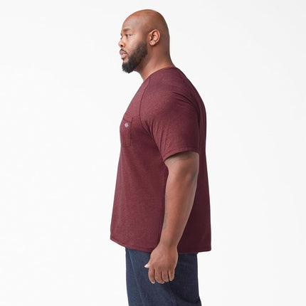 Camiseta de manga corta Dickies para hombre, con rendimiento de enfriamiento, color borgoña jaspeado, 3X-Grande para personas altas