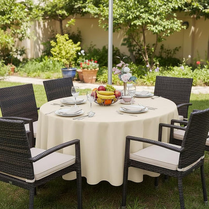 Fitable Outdoor and Indoor Tablecloth, Beige, 60 Inches Round