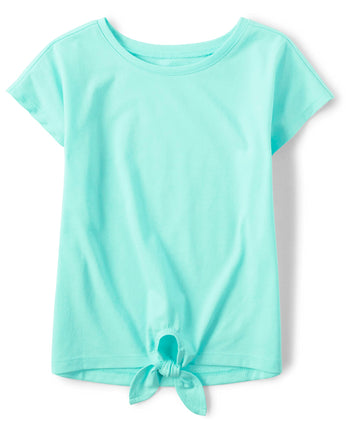 The Children's Place Girls' Short Sleeve Tie Front