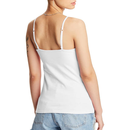 Hanes Women's Stretch Cotton Cami with Built-in Shelf Bra, White, Small