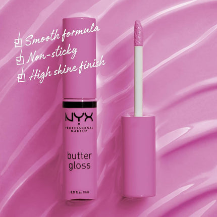 NYX Professional Makeup, Butter Gloss, Lip Gloss, Non-Sticky - Merengue (Pink lilac)