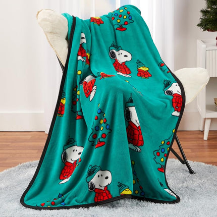 Franco Collectibles Peanuts Snoopy Puffer Coat Holiday Christmas Bedding Super Soft Silk Touch Throw, 40 in x 50 in, (Officially Licensed Product)
