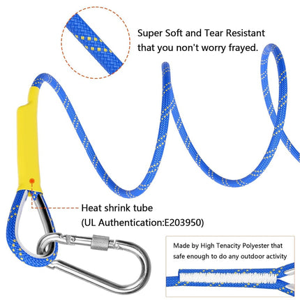 X XBEN Outdoor Climbing Rope Rock Climbing Rope, Escape Rope Climbing Equipment Fire Rescue Parachute Rope (32 Foot) - Blue