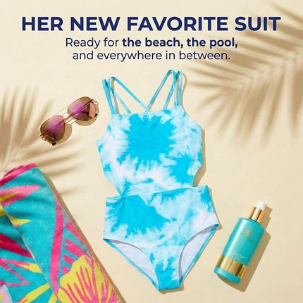 Traje de baño de una pieza con cortes Kanu Surf para niña, Beach Girl Azul, talla 16