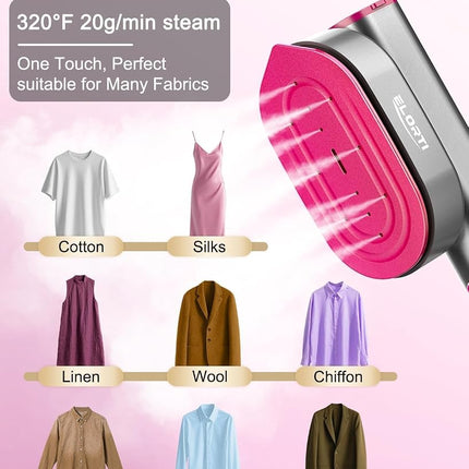 Défroisseur vapeur pour vêtements, mini défroisseur et fer à repasser portable 2 en 1, chauffe rapide en 10 secondes. Fer à défroisser, rotatif, large, 1200 W, sans effort, pour voyages, bureau, maison, 110-120 V.