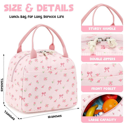 Bluboon Lunch Bag for Women Men Cute Corduroy Lunch Tote Bags Reusable Insulated Lunch Box Large Capacity Reusable Insulated Cooler for Work Picnic or Travel