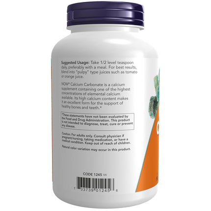 NOW Calcium Carbonate Powder, 12-Ounces