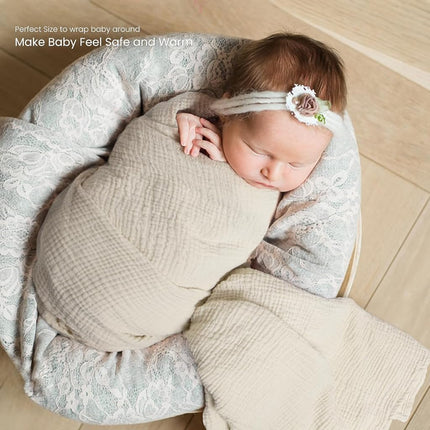 lulumoon Muslin Swaddle Blanket Baby - Cotton Swaddling Blanket Soft Baby Receiving Blanket Neutral 3Pack(Olive)