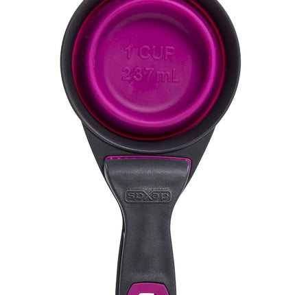 Dexas Pets Collapsible KlipScoop Collapsible Dry Dog Food Scoop and Dog Food Bag Clip, 1 Cup Capacity, Fuchsia