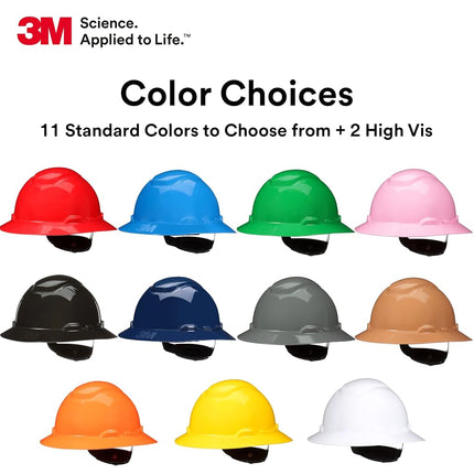 3M SecureFit Full Brim Hard Hat H-812SFV-UV, Black, Vented, 4-Point Pressure Diffusion Ratchet Suspension with Uvicator