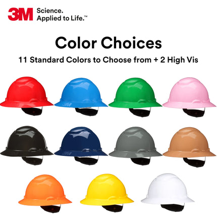 3M SecureFit Full Brim Hard Hat H-812SFV-UV, Black, Vented, 4-Point Pressure Diffusion Ratchet Suspension with Uvicator