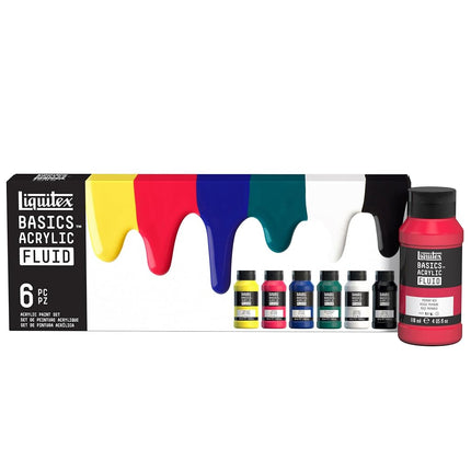 Pintura acrílica fluida Liquitex BASICS, juego de 6 botellas de 118 ml (4 oz.)