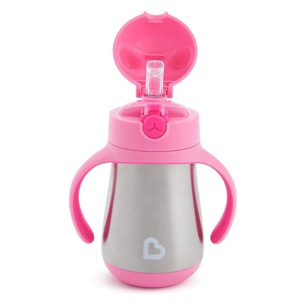 Munchkin® Cool Cat™ Stainless Steel Toddler Straw Cup, 8 Ounce, Pink