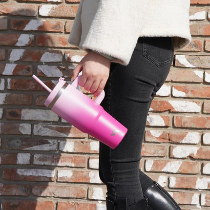Konokyo 40 oz Tumbler with Handle and 2 Straws,2 in 1 Lid Insulated Water Bottle Stainless Steel Travel Coffee Mug,Indigo Black