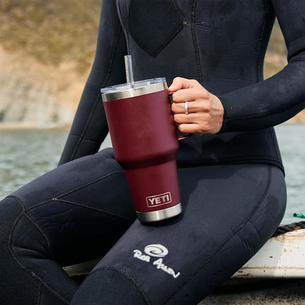 YETI Rambler 35 oz Straw Mug, Vacuum Insulated, Stainless Steel, Wild Vine Red