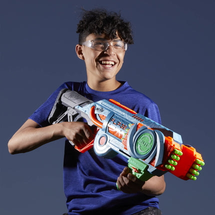 Lanzador NERF Elite 2.0 Flipshots Flip-32 con 32 cañones que giran para duplicar tu potencia de fuego, capacidad para 32 dardos, 32 dardos Elite