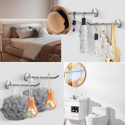 NearMoon Coat Hooks, Wall Mount Hooks for Hanging Hat Hurse Robe, 304 Stainless Steel Heavy Duty Towel Hangers for Bathroom Livingroom Hotel Kitchen Garage, 6 Pack (6 Inch, Brushed Nickel)
