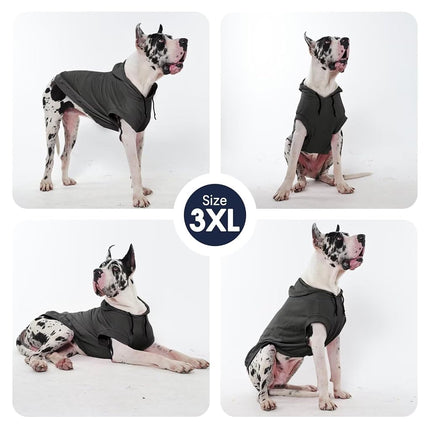 IECOii Soft Extra Large Dog Winter Clothes - XXXL Dog Sweatshirt with Hood for Large Dogs, Golden Retriever Coat, Grey, 3XL