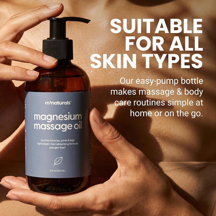 Magnesium Massage Oil for Sore Muscles, Feet, Joints and Leg Cramps, Helps with Sleeping and Post-Workout Recovery, for Sensitive Skin, 8 fl oz by M3