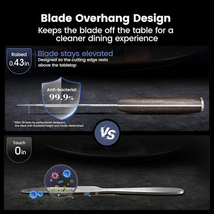 SYOKAMI Steak Knives Set of 6, 12.1 cm High Carbon Content, Japanese Stainless Steel, Non-Serrated Steak Knives with Wooden Handle, Damask Pattern, Full Tang Design, Razor Sharp Table Knife with